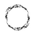 Abstract vector circle in black isolated on white with hand drawn brush. Royalty Free Stock Photo