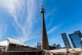 Modern stylish architectural buildings, CN tower and skydome background in Toronto down town area