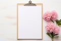 Classy White Clipboard with Cheery Pink Carnations