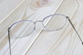 Modern stylish glasses on a vintage white wooden table