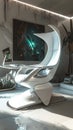 Modern and stylish home office with advanced technology in a future-inspired setting