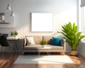 Modern stylish interior living room with mock up frame.