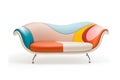 Modern stylish leather sofa on white background. Generative AI Royalty Free Stock Photo
