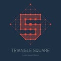 Modern stylish low poly logo with letter S or number five. Low-poly Design element with squares, triangles and rhombus. Vector Lo