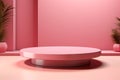 Modern stylish pink podium for products. Minimalist style. generative AI