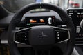 modern and stylish steering wheel, dashboard, interior Polestar 4 upcoming all-electric SUV coupe, driving experience, Volvo