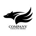 Modern stylized fast black wolf logo