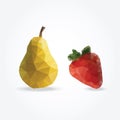 Modern stylized geometric polygon fruits,