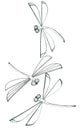 Set of stylized geometric black and white silhouettes of dragonflies