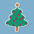 Modern stylized hand-drawn Christmas tree.