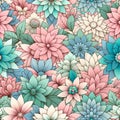 Modern Stylized Pastel Floral Pattern