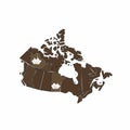 Stylized Vector Map of Canada with Maple Leaf Symbol Royalty Free Stock Photo