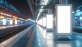 Modern Subway Station with Digital Advertising Billboards train platform Royalty Free Stock Photo