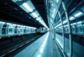 Modern subway station with sleek design and bright lighting, ready for Royalty Free Stock Photo