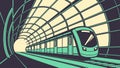 Modern Subway Train: Fast Commute in an Underground Urban Tunnel, vector design Generative AI Royalty Free Stock Photo
