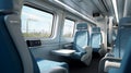 Modern subway train interior with seats interior design. Generative AI Royalty Free Stock Photo