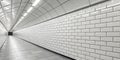 Modern subway tunnel with white brick walls and perspective interior architecture design Royalty Free Stock Photo