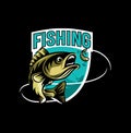 Modern summer fishing logo Mascot badge Vector Design illustration. Fishing logo bass fish with club emblem fishing . Sportfishing Royalty Free Stock Photo