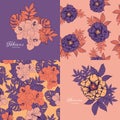 Summer Hibiscus, Marigold and Anemoon flowers design set