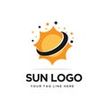 Modern sun logo template cartoon design,nature,sunrise,sunshine,icon sign,symbol vector