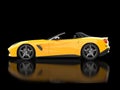 Modern sun yellow cabriolet sports car - side view Royalty Free Stock Photo