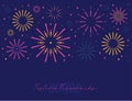 Modern sunburst, firework festive background. New Year event on dark background Royalty Free Stock Photo