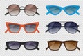 Modern sunglasses. Realistic template of stylish protection for eyes decent vector transparent sunglasses