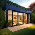 Modern Sunroom or conservatory extending into the garden, surrounded by a block paved patio Royalty Free Stock Photo