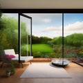 Modern Sunroom or conservatory extending into the garden, surrounded by a block paved patio Royalty Free Stock Photo