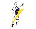 Modern Super Lightning Smash Passionate Badminton Player In Action Logo