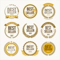 Modern super sale stickers and tags collectionCollection of best seller icon design with laurel wreath logo isolated Royalty Free Stock Photo