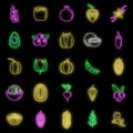 Modern superfood icons set vector neon