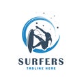 Modern surfing people logo