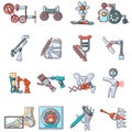 Modern surgery icons set, cartoon style