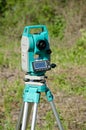 Modern surveyor equipment, theodolite or tacheometer Royalty Free Stock Photo