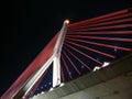 Modern Suspension Bridge by Night Royalty Free Stock Photo