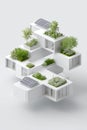 Modern sustainable architecture with green roofs and solar panels Royalty Free Stock Photo