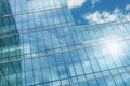 Modern sustainable glass office building. Exterior view of corporate headquarters glass building architecture. Energy-efficient Royalty Free Stock Photo