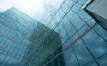 Modern sustainable glass office building. Exterior view of corporate headquarters glass building architecture. Energy-efficient Royalty Free Stock Photo