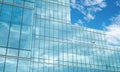 Modern sustainable glass office building. Exterior view of corporate headquarters glass building architecture. Energy-efficient Royalty Free Stock Photo