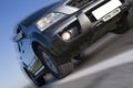 Modern SUV moving Royalty Free Stock Photo