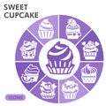 Modern sweet cupcake Infographic design template. Muffin inphographic visualization with nine steps doughnut design on Royalty Free Stock Photo