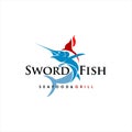 Modern swordfish vector seafood and grill