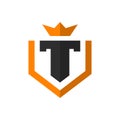 Modern T letter shield logo