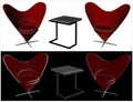 Modern Table and Armchairs In Shape Of Heart Vector 01 Royalty Free Stock Photo