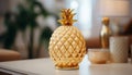 Modern table decoration pineapple vase, fresh fruit, elegant and vibrant generated by AI