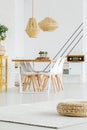 Modern table in dining room Royalty Free Stock Photo