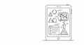 Modern tablet displaying educational content with icons for geography and science, ideal for e-learning concepts Royalty Free Stock Photo