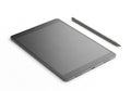 Modern tablet with stylus isolated on white background Royalty Free Stock Photo
