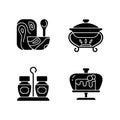 Modern tableware black glyph icons set on white space Royalty Free Stock Photo